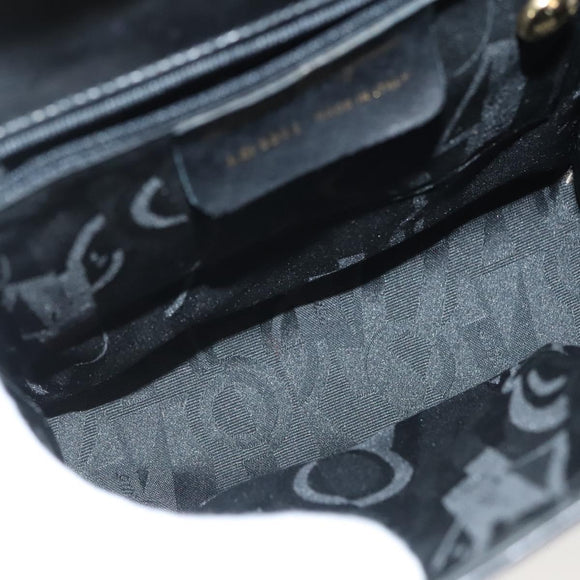 Salvatore Ferragamo Vala Hand Bag Leather Black Gold Auth BA4594