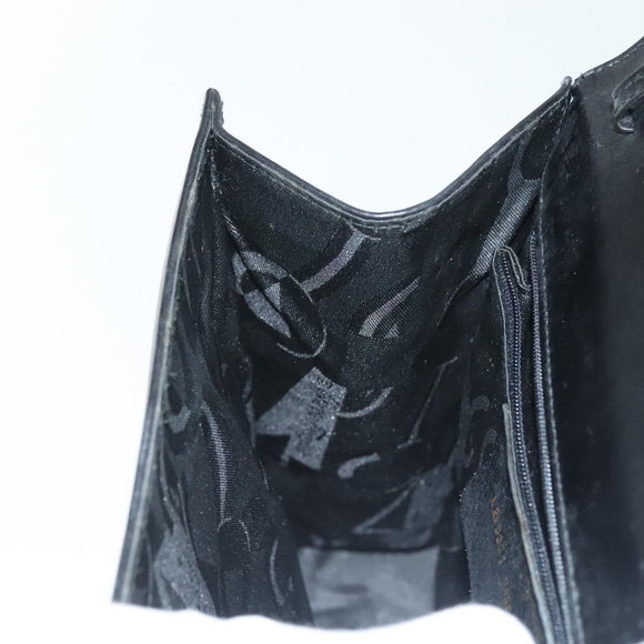 Salvatore Ferragamo Vala Hand Bag Leather Black Gold Auth BA4594