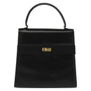 Salvatore Ferragamo Vala Hand Bag Leather Black Gold Auth BA4594-13