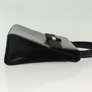 Salvatore Ferragamo Vala Hand Bag Leather Black Gold Auth BA4594-3