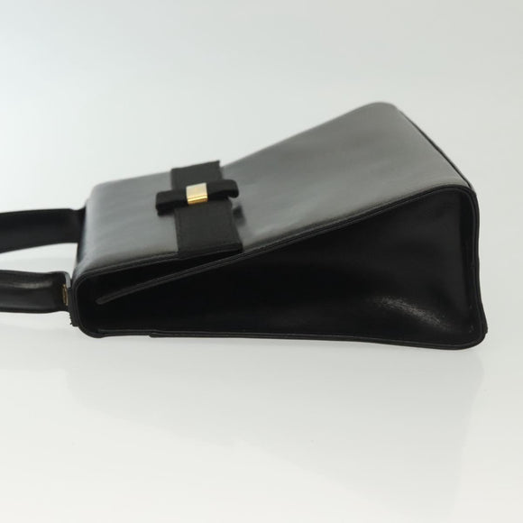 Salvatore Ferragamo Vala Hand Bag Leather Black Gold Auth BA4594