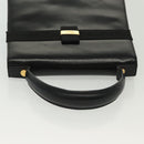 Salvatore Ferragamo Vala Hand Bag Leather Black Gold Auth BA4594-6