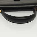 Salvatore Ferragamo Vala Hand Bag Leather Black Gold Auth BA4594-7