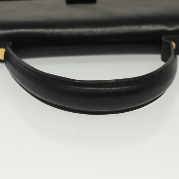 Salvatore Ferragamo Vala Hand Bag Leather Black Gold Auth BA4594