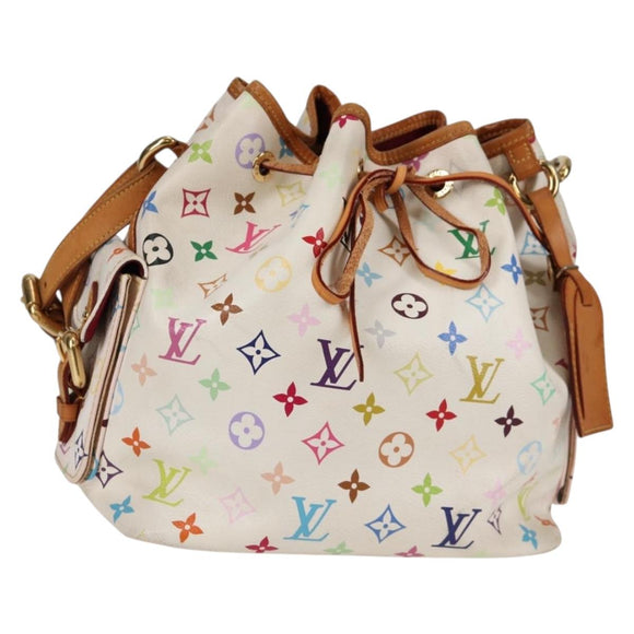 LOUIS VUITTON Monogram Multicolor Petit Noe Bag White M42229 LV Auth BA4598