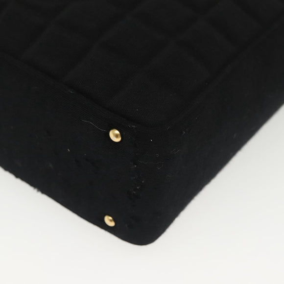 CHANEL COCO Mark Choco Bar Shoulder Bag Cotton Black Gold CC Auth BA4599