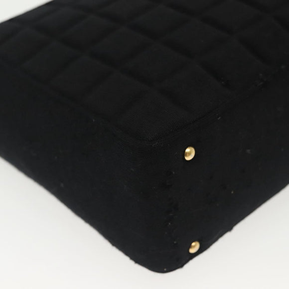 CHANEL COCO Mark Choco Bar Shoulder Bag Cotton Black Gold CC Auth BA4599