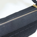 CHANEL COCO Mark Choco Bar Shoulder Bag Cotton Black Gold CC Auth BA4599-9