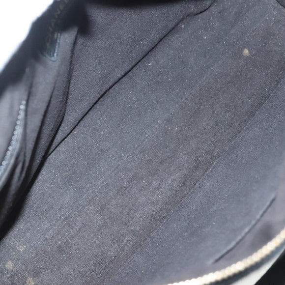 CHANEL COCO Mark Choco Bar Shoulder Bag Cotton Black Gold CC Auth BA4599