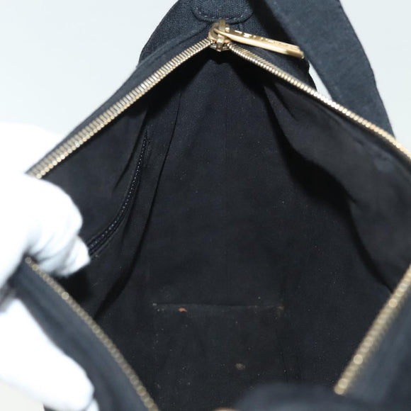 CHANEL COCO Mark Choco Bar Shoulder Bag Cotton Black Gold CC Auth BA4599