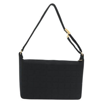 CHANEL COCO Mark Choco Bar Shoulder Bag Cotton Black Gold CC Auth BA4599 - 0