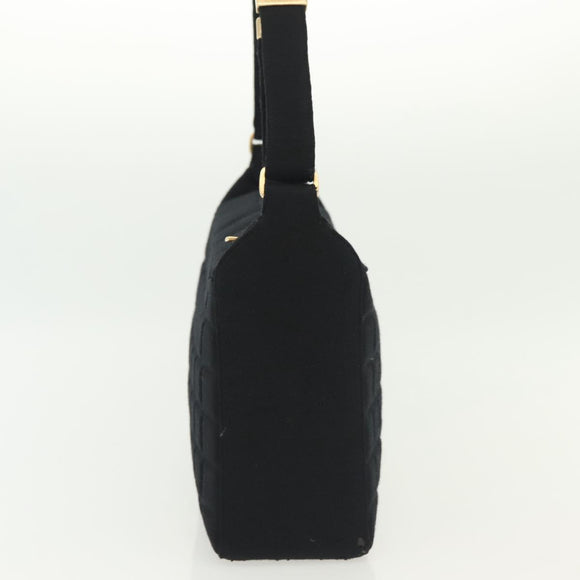 CHANEL COCO Mark Choco Bar Shoulder Bag Cotton Black Gold CC Auth BA4599