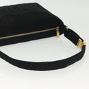 CHANEL COCO Mark Choco Bar Shoulder Bag Cotton Black Gold CC Auth BA4599-7