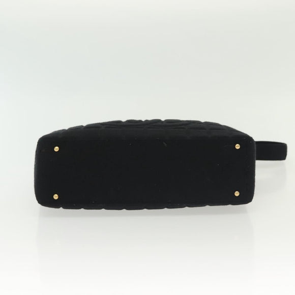 CHANEL COCO Mark Choco Bar Shoulder Bag Cotton Black Gold CC Auth BA4599