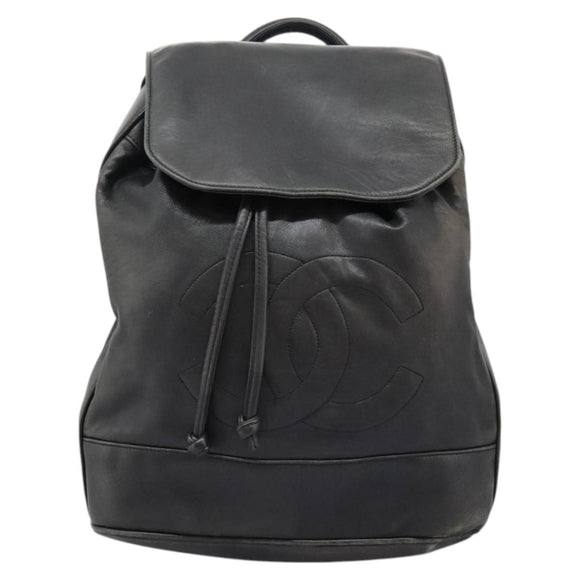 CHANEL Shoulder Bag Lamb Skin Black CC Auth BA461