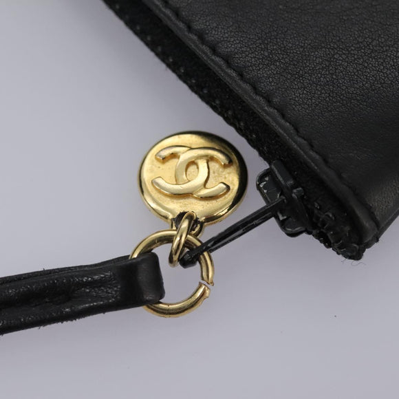 CHANEL Shoulder Bag Lamb Skin Black CC Auth BA461