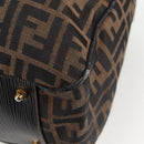 FENDI Zucca Canvas Hand Bag Black Brown gold Auth BA4615-11