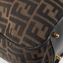 FENDI Zucca Canvas Hand Bag Black Brown gold Auth BA4615-12