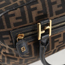 FENDI Zucca Canvas Hand Bag Black Brown gold Auth BA4615-14