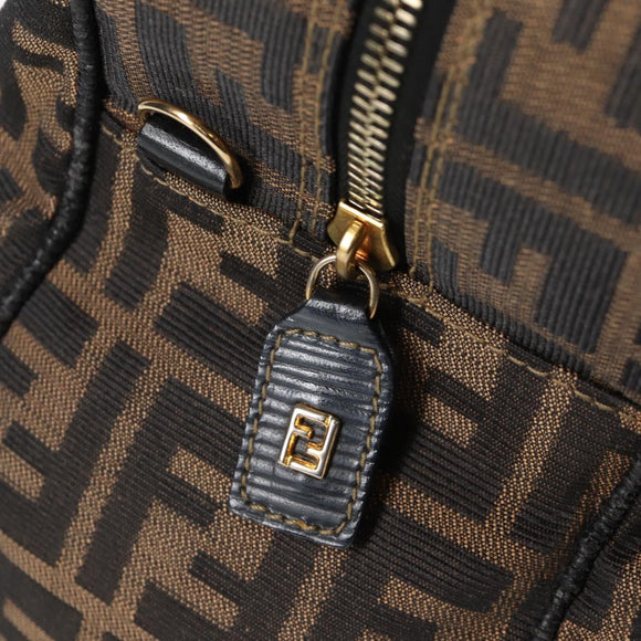 FENDI Zucca Canvas Hand Bag Black Brown gold Auth BA4615