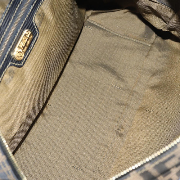 FENDI Zucca Canvas Hand Bag Black Brown gold Auth BA4615