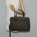 FENDI Zucca Canvas Hand Bag Black Brown gold Auth BA4615-23