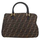 FENDI Zucca Canvas Hand Bag Black Brown gold Auth BA4615-3