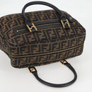 FENDI Zucca Canvas Hand Bag Black Brown gold Auth BA4615-6