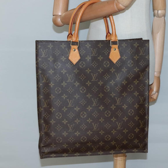 LOUIS VUITTON Monogram Sac Plat Hand Bag M51140 LV Auth BA4622