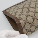 GUCCI GG Supreme Web Sherry Line Clutch Bag PVC Beige Gold 89 01 033 Auth BA4626-11