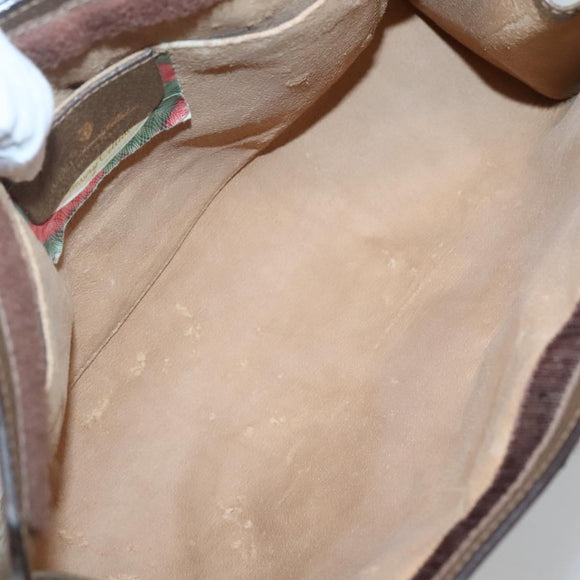 GUCCI GG Supreme Web Sherry Line Clutch Bag PVC Beige Gold 89 01 033 Auth BA4626