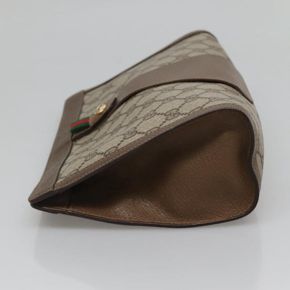 GUCCI GG Supreme Web Sherry Line Clutch Bag PVC Beige Gold 89 01 033 Auth BA4626