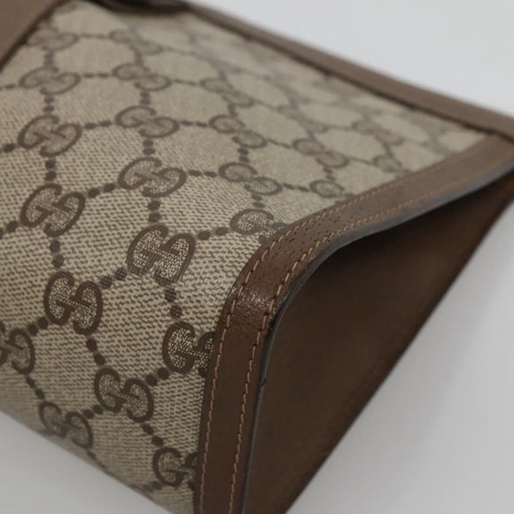 GUCCI GG Supreme Web Sherry Line Clutch Bag PVC Beige Gold 89 01 033 Auth BA4626