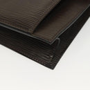 FENDI Clutch Bag Leather Dark Brown Gold Auth BA4627-15