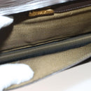 FENDI Clutch Bag Leather Dark Brown Gold Auth BA4627-11