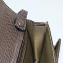 FENDI Clutch Bag Leather Dark Brown Gold Auth BA4627-19