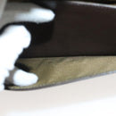 FENDI Clutch Bag Leather Dark Brown Gold Auth BA4627-21