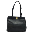Salvatore Ferragamo Tote Bag Leather Embossed Navy Gold Auth BA4645-1