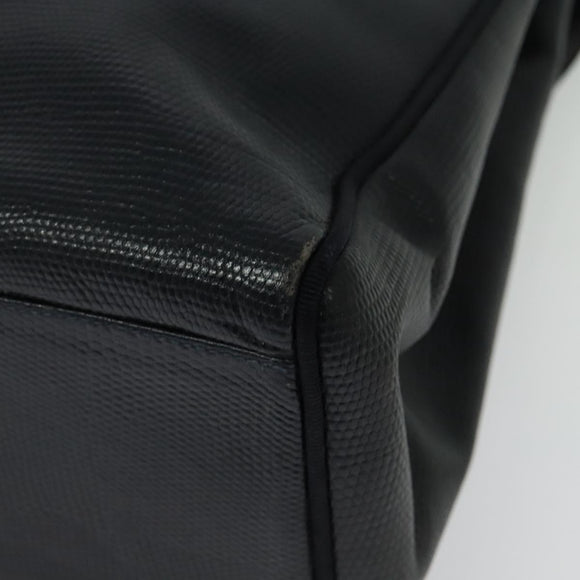 Salvatore Ferragamo Tote Bag Leather Embossed Navy Gold Auth BA4645