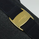 Salvatore Ferragamo Tote Bag Leather Embossed Navy Gold Auth BA4645-14