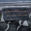 Salvatore Ferragamo Tote Bag Leather Embossed Navy Gold Auth BA4645-15