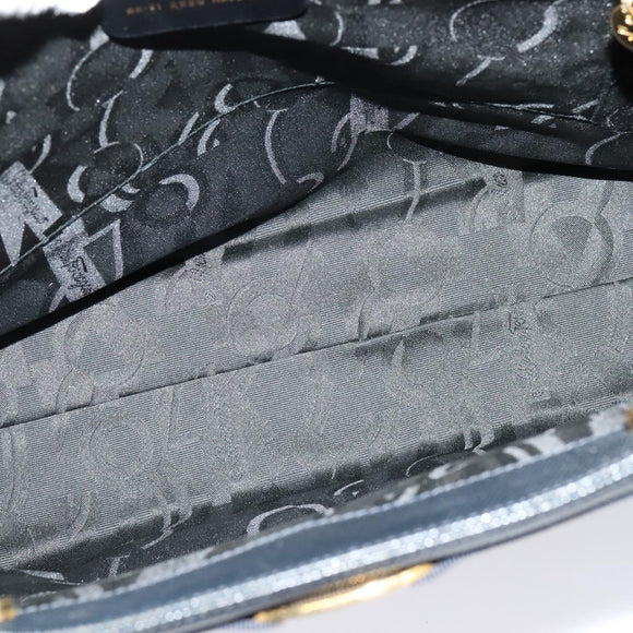 Salvatore Ferragamo Tote Bag Leather Embossed Navy Gold Auth BA4645