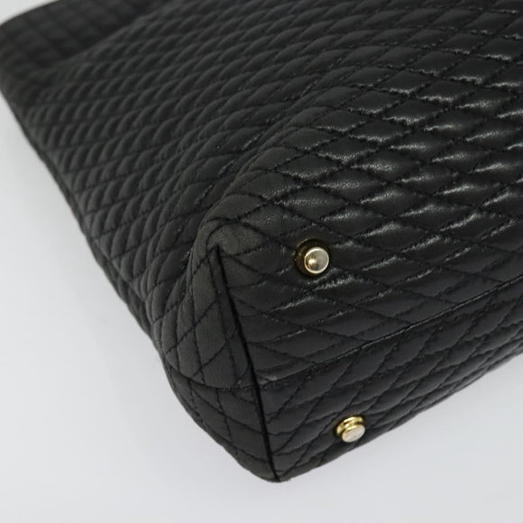 BALLY Chain Shoulder Bag Leather Black Gold Auth BA4648