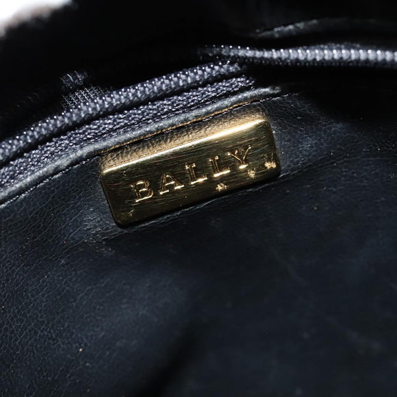 BALLY Chain Shoulder Bag Leather Black Gold Auth BA4648