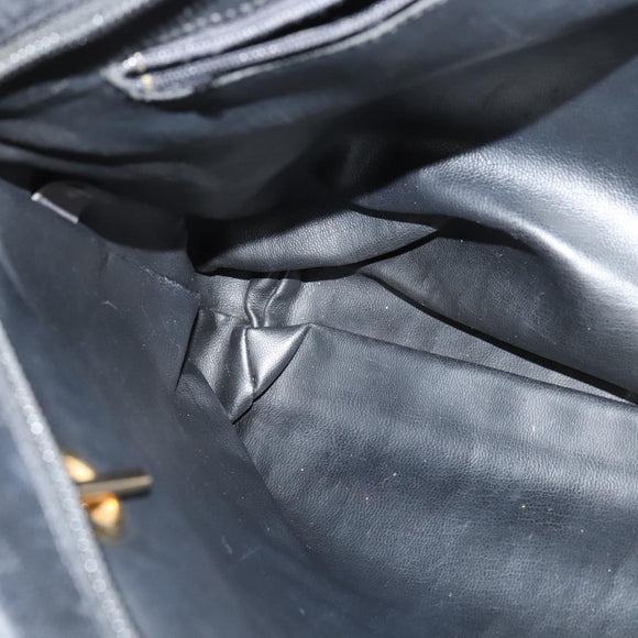 BALLY Chain Shoulder Bag Leather Black Gold Auth BA4648