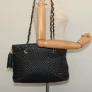 BALLY Chain Shoulder Bag Leather Black Gold Auth BA4648-21