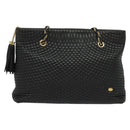 BALLY Chain Shoulder Bag Leather Black Gold Auth BA4648-13