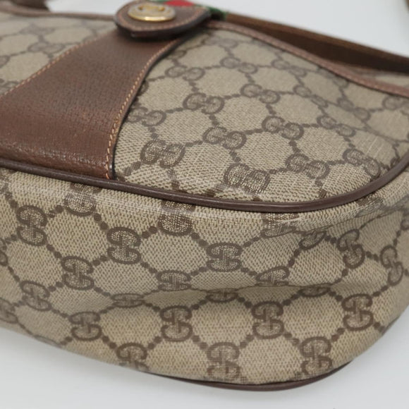 GUCCI GG Supreme Web Sherry Line Shoulder Bag PVC Beige Red 89 02 032 Auth BA465