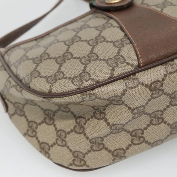 GUCCI GG Supreme Web Sherry Line Shoulder Bag PVC Beige Red 89 02 032 Auth BA465