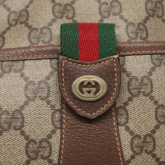 GUCCI GG Supreme Web Sherry Line Shoulder Bag PVC Beige Red 89 02 032 Auth BA465